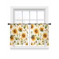 thumbnail image 2 of Sheer Curtain Panels Watercolor Sunflower Rod Pocket Voile Window Curtains Flowers Leaf Window Treatments Ligh Filtering Privacy Curtain Drapes for Bedroom Living Room 2 Panel Set 45 Inch Length, 2 of 9