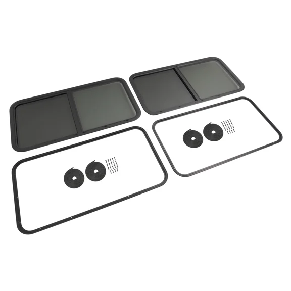 Kojem 42" W X 22" RV Side Window - Black Frame/Dark Glass with Mesh Screen