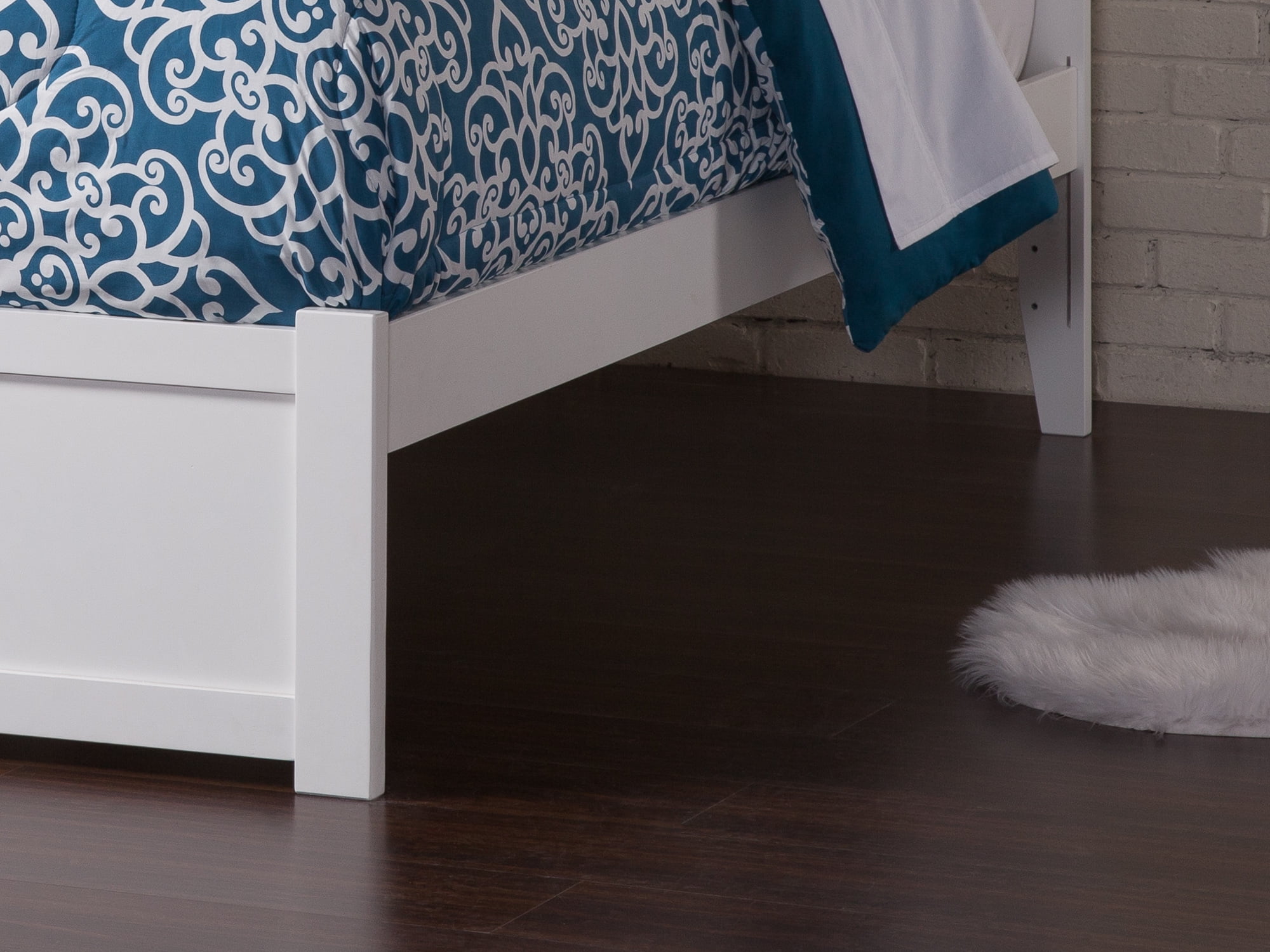 AFI Concord Queen Solid Wood Platform Bed with Footboard & 2 Storage Drawers in White