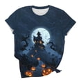 thumbnail image 6 of Womens Graphic T-Shirts Pumpkin Print Tops Crew Neck Short Sleeve Fall Halloween Tees Casual Holiday Party Blouse Summer Essential, 6 of 6