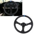 thumbnail image 1 of 14in Car Racing Steering Wheel PVC for 6 Hole Hub Adapter Aluminum Universal Carbon Fiber Look Sport Steering Wheel with Horn Button, 1 of 7
