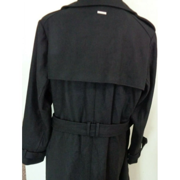 DKNY BLACK Women's Plus Size Double-Breasted Wool Blend Trench