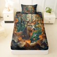 thumbnail image 3 of Castle Fairy Maple Leaves Deer Twin Sheets 3pcs,Autumn Jungle Wildlife Bedding,Rust Brown Cream,1 Fitted Sheet, 1 Flat Sheet and 1 Pillowcase, 3 of 6