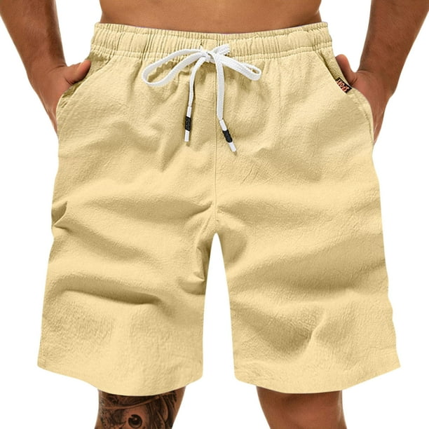 Baocc cargo pants for men men's pants Summer Men Cotton Linen Fashion  Sports Cargo Pants Straight Leg Loose Shorts Beach Pants mens shorts Khaki