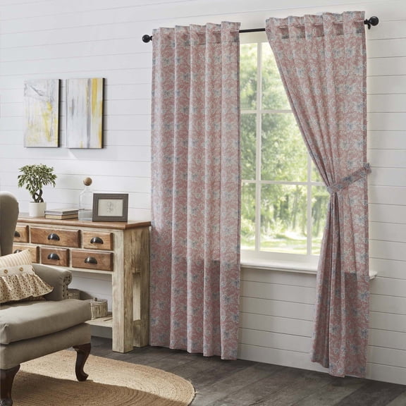 VHC Brands Kaila Country Cottage Vintage Floral Living Room Curtain Panel Set of 2 84x40