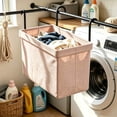 thumbnail image 5 of Hanging Laundry Basket Fabric Hamper Foldable Clothes Organizer with Metal Hook Wall Mounted Storage Basket for Bathroom Dorm Laundry Room Dirty Clothes Towel Household Organization, 5 of 7