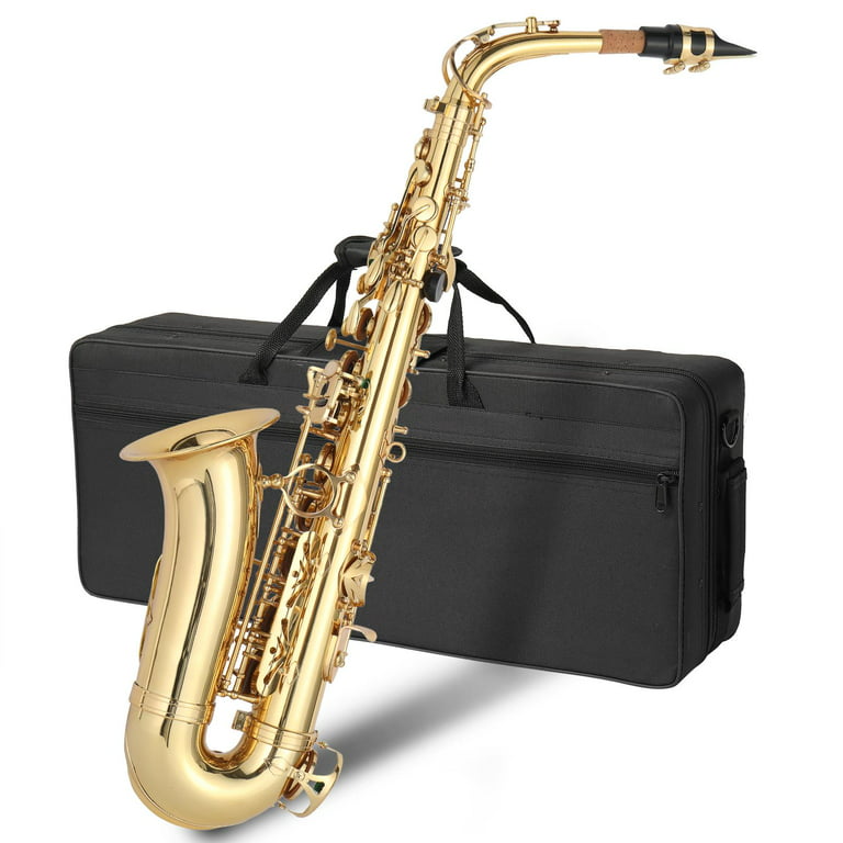 BaytoCare Professional Alto Drop E Saxophone Sax with Case, Gold