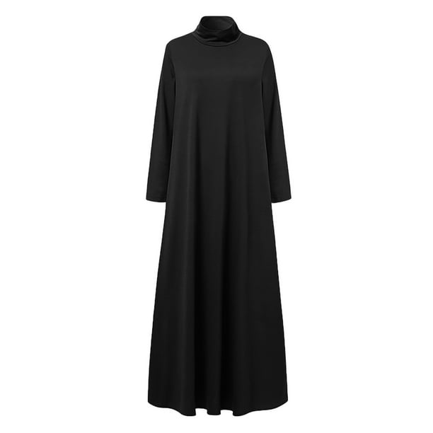 Womens Long Sleeve Mock Neck Maxi Dress Solid Color Casual A Line Swing  Dresses y2k Floor Length Fall T Shirt Long Dress with Pockets - Walmart  Business Supplies