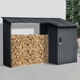 thumbnail image 6 of Outdoor Steel Firewood Rack and Metal Storage Shed,Two-In-One,Black, 6 of 9