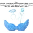 thumbnail image 3 of TiaoBug Angel Feather Wings with Headband Fairy Stick Accessory Set for Themed Party Fancy Dress-up Sky Blue M, 3 of 3