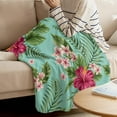 thumbnail image 3 of Ultra Soft Flannel Fleece Bed Blanket Tropical Flowers Hibiscus Throw Blanket All Season Warm Fuzzy Light Weight Cozy Plush Blankets for Living Room/Bedroom 40" x 50", 3 of 6