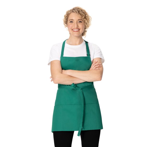 Delantal Unisex Chef Works Verde Kelly con Tres Bolsillos