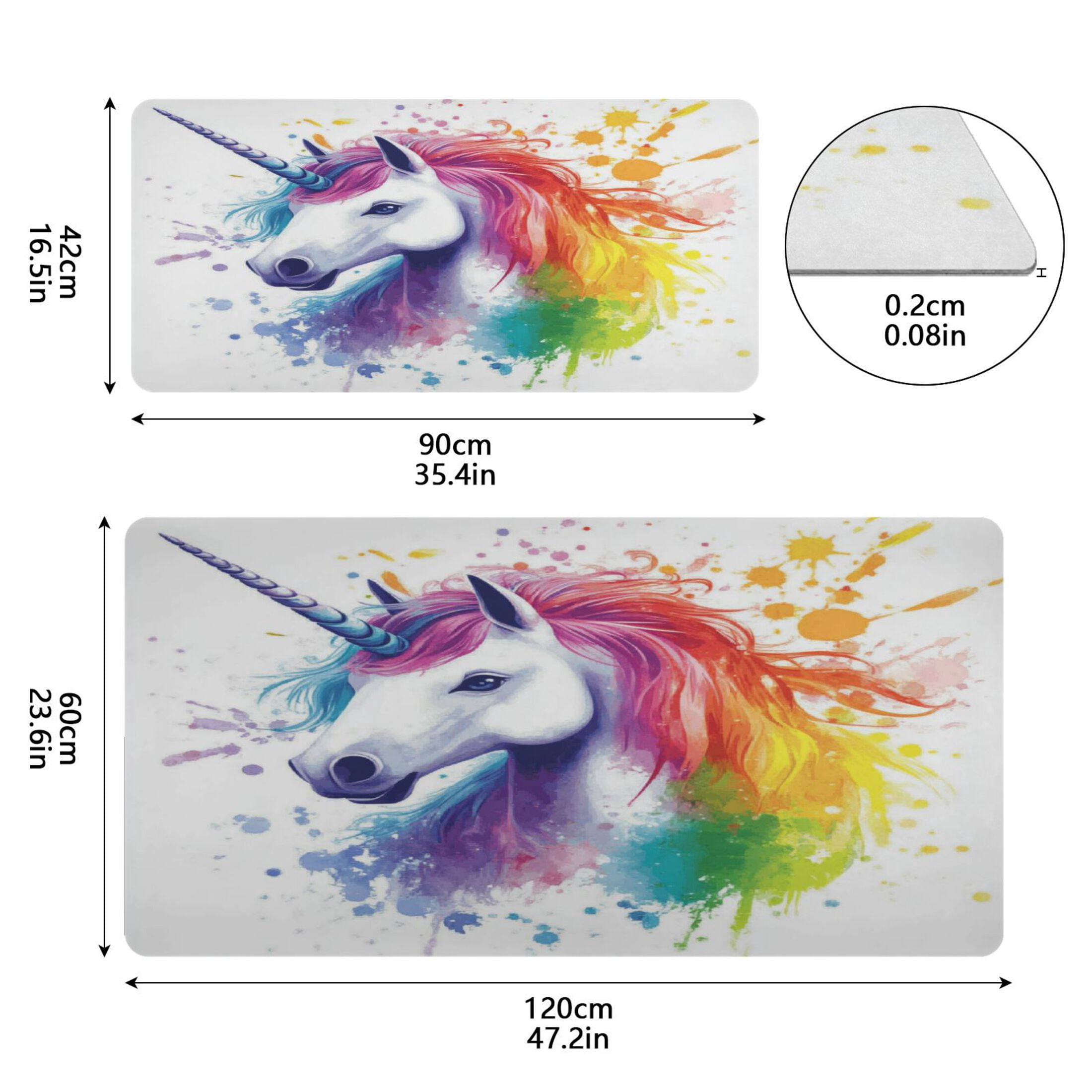 Leather Keyboard and Mouse Desk Mat Office Desk Accessories Protective Office Desk Decor Desk Pad Mat for Gaming, Work from Home, Office Rainbow-colored Unicorn 16.5" x 35.4"