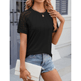 thumbnail image 2 of PPYOUNG Women Tops Lace Trim Lightweight Short Sleeve Shirts Summer Casual Blouses Fashion Pleated Tunics, 2 of 5
