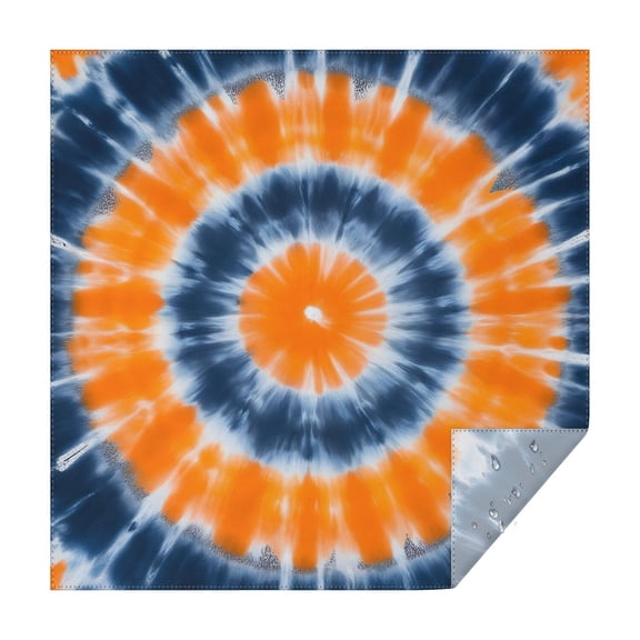 Orange Blue White Tie Dye Mandala Pattern Square Tablecloth,Waterproof Square Table Cover,Wipeable Spillproof Washable Table Cover for Home Kitchen Party Decor 42"X42"(107x107cm)