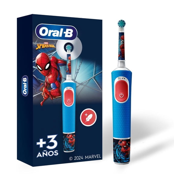 Cepillo de Dientes Eléctrico Infantil Oral-B Marvel Spider-Man, Cabezal Redondo, 4 Stickers