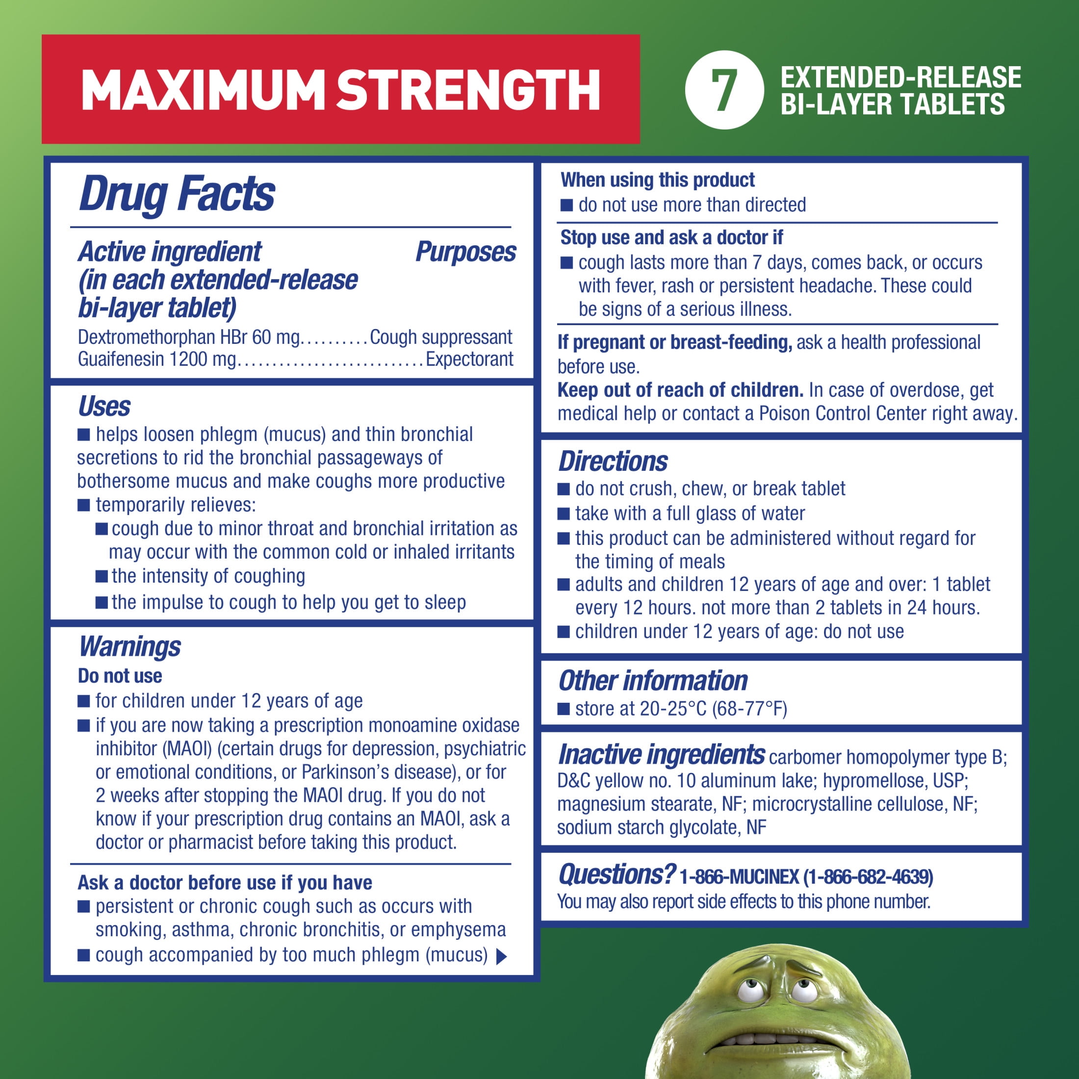 Mucinex DM 12 Hour Max Strength Expectorant & Cough Medicine, Excess Mucus Relief, FSA, 7 Tablets