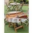 thumbnail image 4 of Outdoor Tablecloth with Umbrella Hole for Patio/Picnic/Party/Camping, Brown Marble Waterproof Table Cloth Round Cover Washable, Vintage Gradient Abstract Aesthetic Art (Dia 54"), 4 of 9
