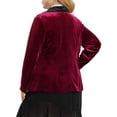 thumbnail image 3 of MODA NOVA Juniors Plus Size Winter Formal Velvet Workwear Blazer Burgundy 1X, 3 of 6