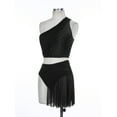 thumbnail image 4 of Yartina Robe Moderne Lyrique avec Strass pour Femmes, une Épaule Crop Top avec Jupe en Maille Noire TG, 4 of 7