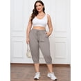 thumbnail image 7 of SHOWMALL Plus Size Capri Pants for Women Workout Relaxed Joggers Pants with Drawstring Pockets Gray 1X, 7 of 7