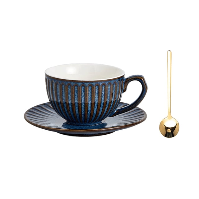 Taza de café Vintage, juego de tazas de flores de cerámica for el hogar, juego de tazas de té de la tarde for lavar a mano con leche