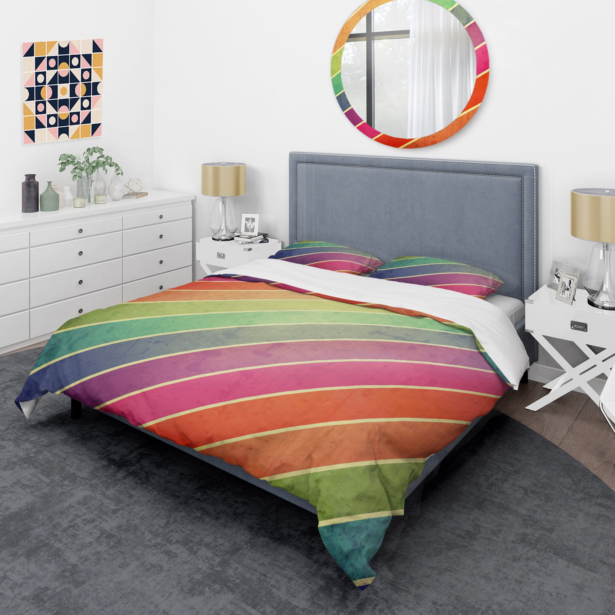 Designart 'Geometrical Retro Design IV' Mid-Century Modern Duvet Cover Set