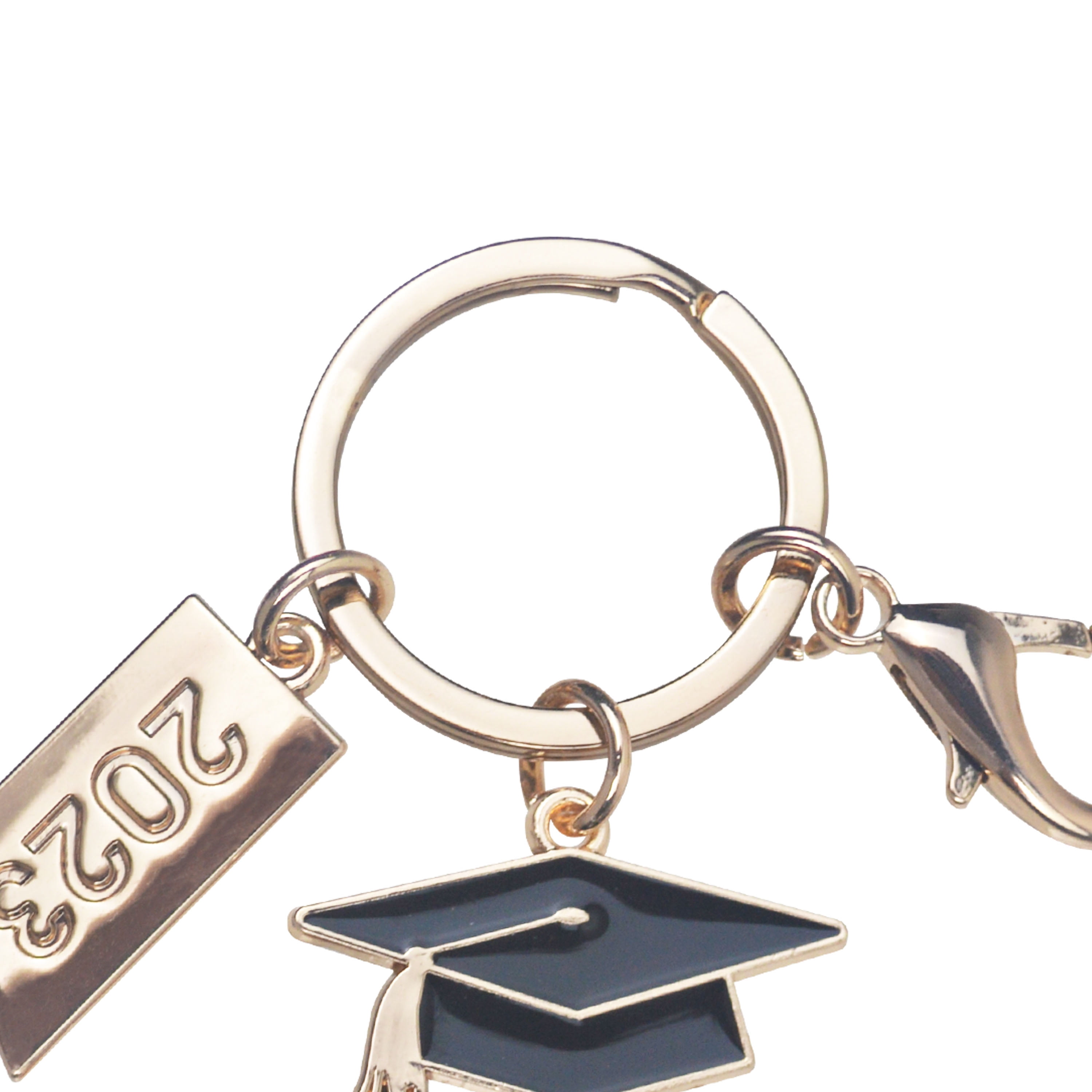 Way To Celebrate Grad Rose Gold/ Black/ Yellow Metal Key chain with Tassel, 5 in H