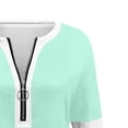 thumbnail image 6 of thefmos Women Plus Size V Neck 3/4 Sleeve Zipper Color Block Pullover Tops for Fall Winter Cute Trendy Casual Basic Tshirt Solid Comfy Blouses Everyday Business Work Clothes, Mint Green L, 6 of 6