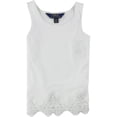thumbnail image 1 of Camiseta sin mangas Ralph Lauren para niñas con ribete de encaje color blanco 4, 1 of 2