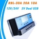 thumbnail image 5 of Controlador de Carga Injueey Panel Solar Pantalla Digital LED Regulador de PWM 30A, 5 of 6