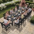 thumbnail image 5 of SERWALL Outdoor HDPE Dining Table Set, 7‑Piece Patio Dining Set with 6 Armless Chairs & Umbrella Hole, Black, 5 of 8