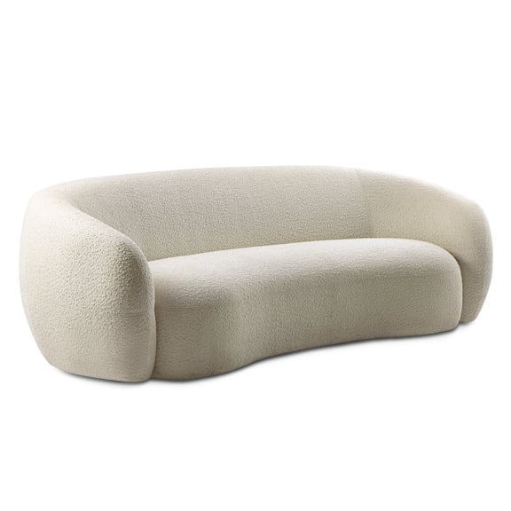 Simpli Home Sherri 89 inch Wide Contemporary Sofa in Vanilla Cream Boucle Performance Fabric