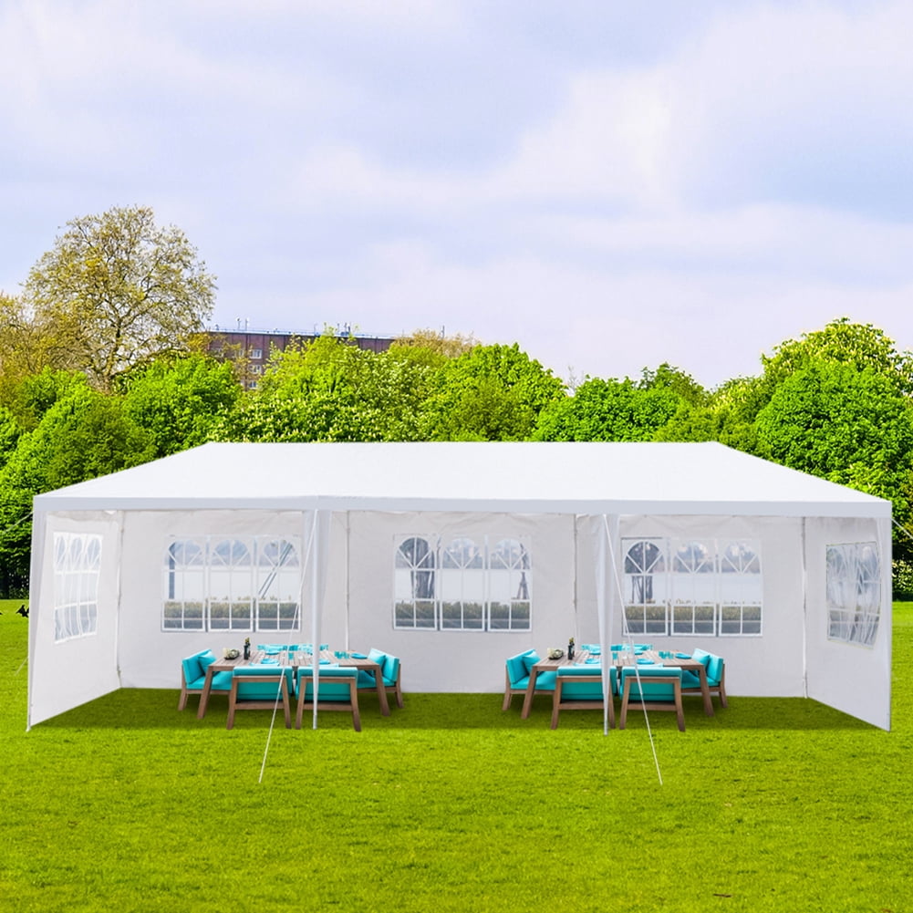 Kadyn 10'x30' Canopy Tent, Camping Tent with 5 Sidewalls, Wedding Party Tent for Outdoor, White Kadyn 10'x30' Canopy Tent, Camping Tent with 5 Sidewalls, Wedding Party Tent for Outdoor, White