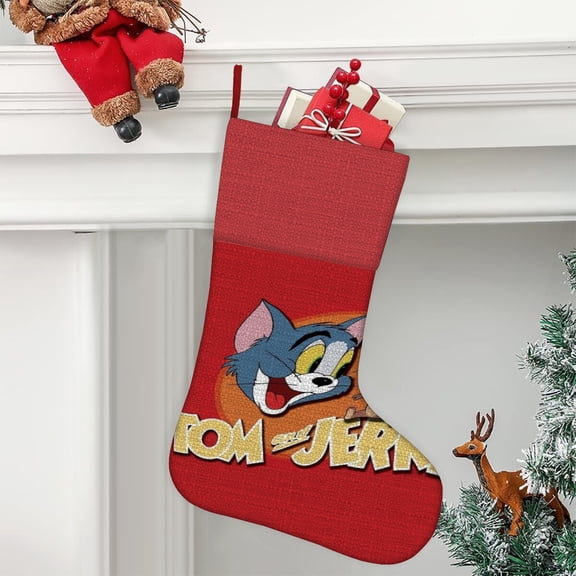 Tom and Jerry Ultra soft velvet Christmas socks, Large Super Soft Christmas Stockings For Christmas Xmas Tree Holiday Fireplace Family Decor Gifts