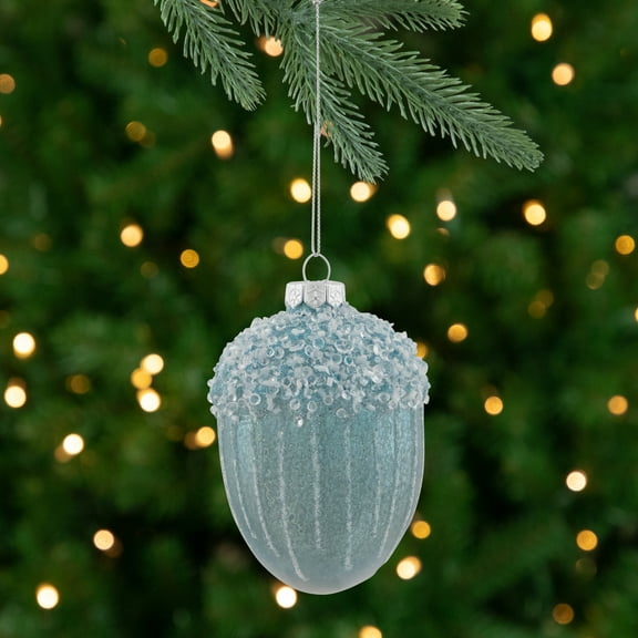 Northlight Glittered Mercury Glass Acorn Christmas Ornament - 4.5" - Blue