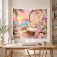 thumbnail image 5 of Round Wicker Daybed on a Tropical Beach with Ocean and Orchids, Dreamy Coastal for Beach Lovers, Serene Wall Art, Housewarming Gift, Tapestry Wall Hanging for Bedroom and Living Room, 5 of 7