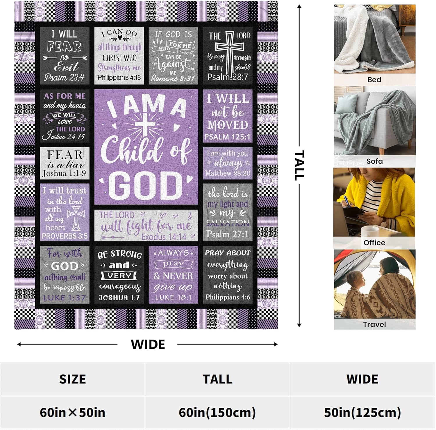Christian Gifts for Women Blanket - Inspirational Religious Birthday Gifts - Baptism Confirmation Gifts for Girls - Catholic Spiritual Gifts for Women - Bible Verse Christian Blankets