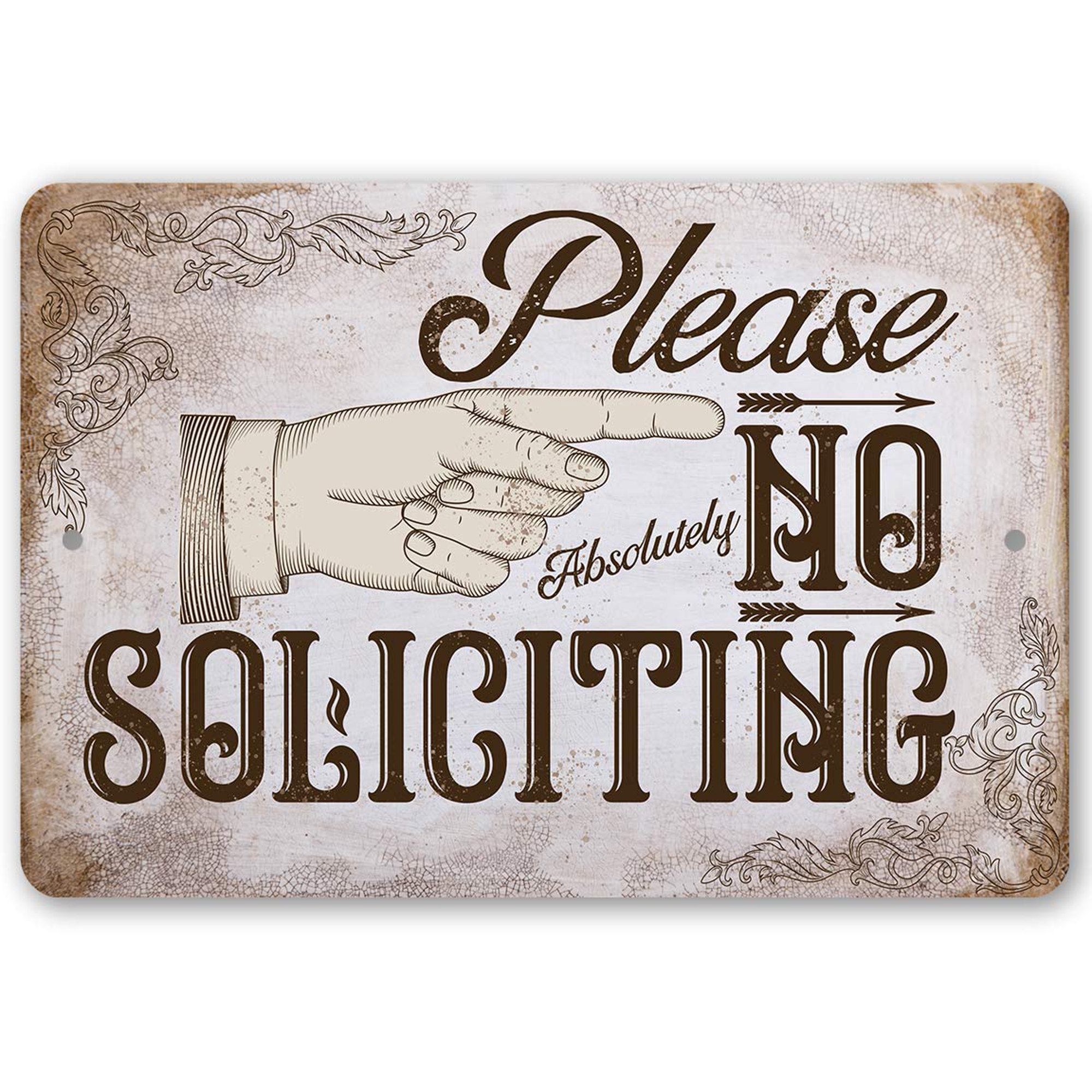 Metal Sign - Please No Soliciting - Durable Metal Sign - Use Indoor/Outdoor - Makes a Great Artsy No Soliciting Sign for Home, Offices, and Establishments Under $25 (12" x 18")