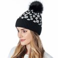 thumbnail image 4 of Tuque Léopard pour Femmes Douce Épaissie avec Pompon Bonnet Tricoté Tuque d'Hiver, 4 of 10