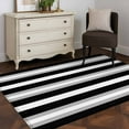 thumbnail image 3 of Black Grey White Stripe 2.7x5 Area Rugs, Farmhouse Modern Art Striped Non-Skid Rubber Backing Large Rectangle Rugs - Living Room Bedroom Home Office, Indoor Floor Mat Carpets Washable Rug, 3 of 9