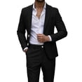 thumbnail image 6 of Sevevn Men's 2 Piece Linen Blend Suit Set Notch Lapel Single Button Blazer and Slim Dress Pants Casual Summer Business Outfit Black L, 6 of 7