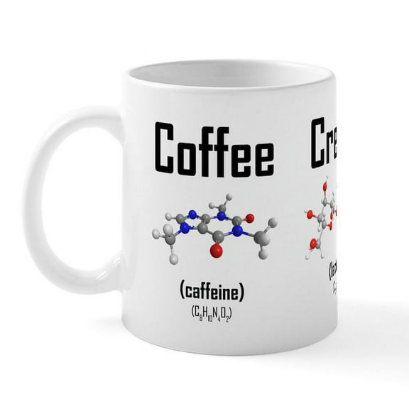 CafePress - Coffee, Cream And Sugar Molecule Mug - 11 oz Ceramic Mug - Novelty Coffee Tea Cup