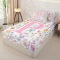 thumbnail image 2 of Homewish Girls Pink Flower Zipper Twin Comforter Sets with Fitted Sheet and 2 Pillowcases,Garden Floral Zipper Bedding Set,Letter P,Pink Reversible,4 Pieces, 2 of 7