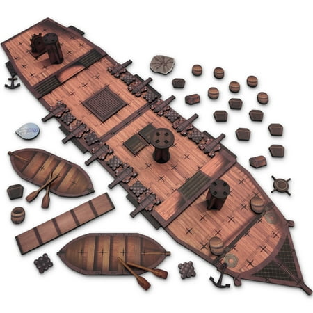D&D Ship | Full Color | Modular | Upper & Lower Deck | 1” Battle Terrain | DnD Pathfinder and TTRPG