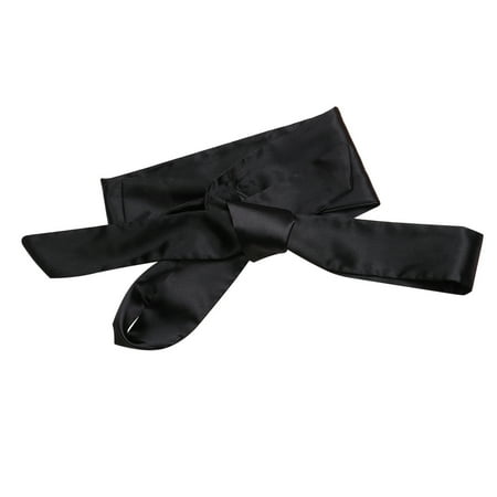 

Tinksky Women Silk Bow Solid Color Waist Belt Simple Classic Silk Ribbon Sash (Black)