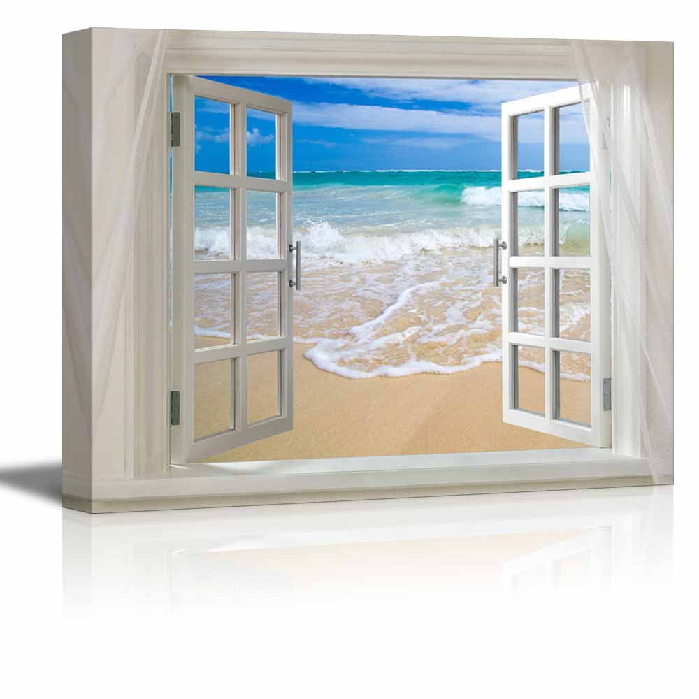 Wall26 Glimpse into Clear Sea and White Waves out of Open Window