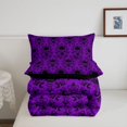 thumbnail image 5 of Homewish Hipple Halloween Skull Full Size Comforter Sets,Purple Damask Bedding Comforter Set,Black Reversible,3-Piece,1 Comforter and 2 Pillowcases, 5 of 7