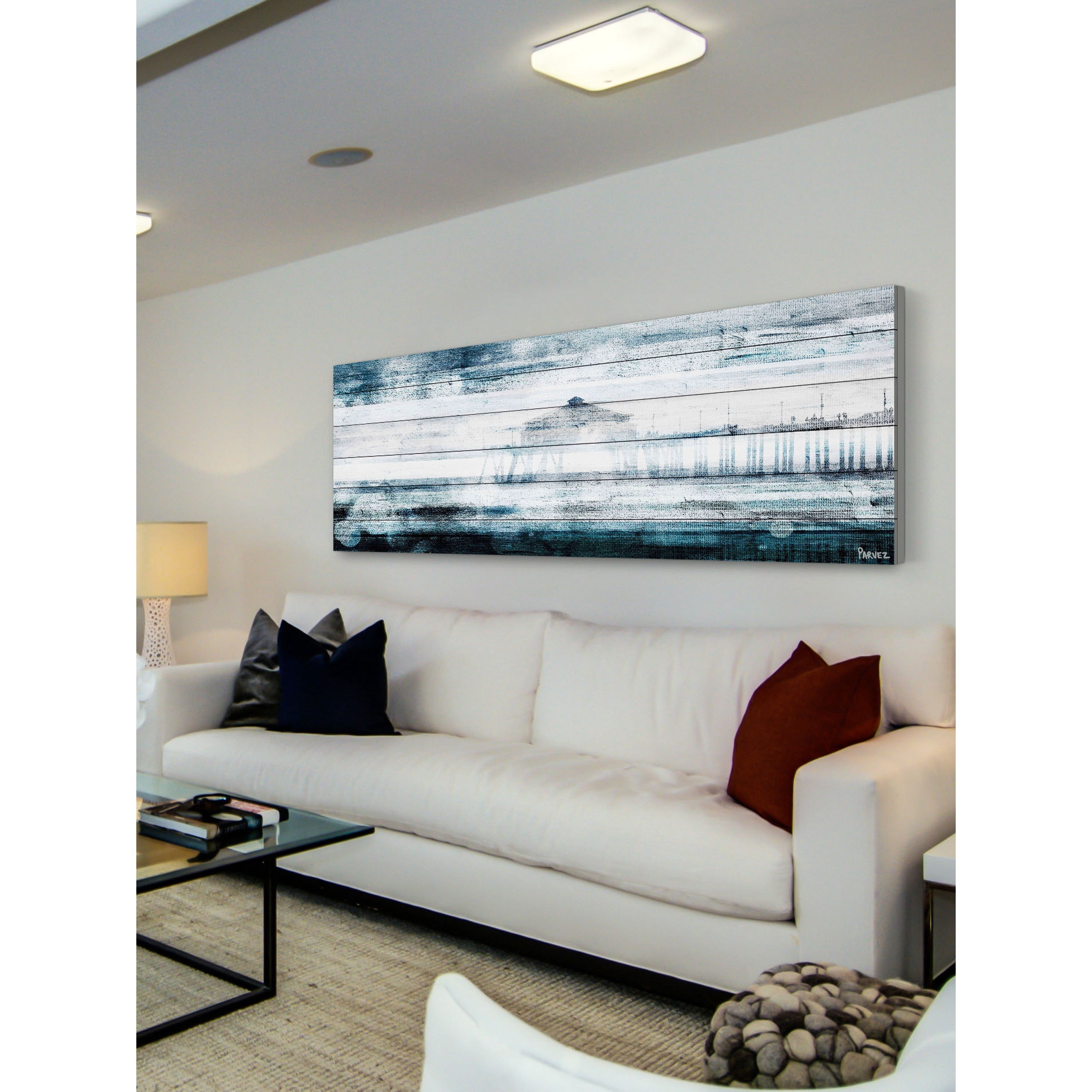 Parvez Taj "Waterspotted Pier" Print on White Wood