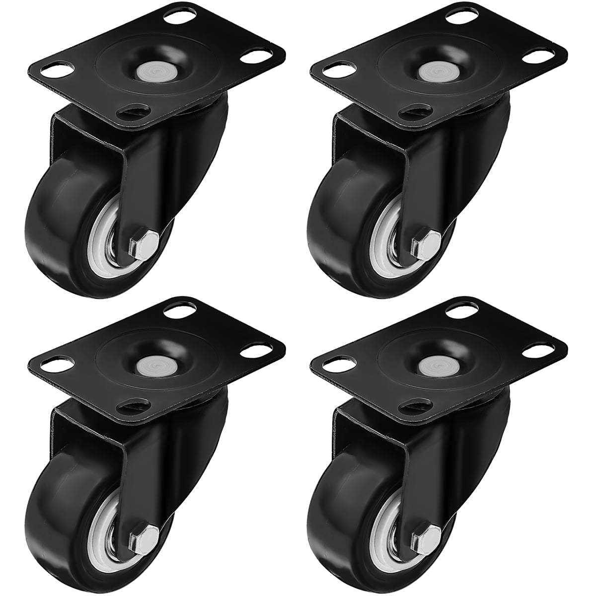 4 Pack 2.5" Swivel Caster Wheels Rubber Base With Top Plate & Bearing Heavy Duty 